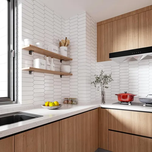 Vista 2 de VaryStyle Azulejo hexagonal de 12 x 12 pulgadas de largo, color blanco, para cocina, baño y más, 6 azulejos