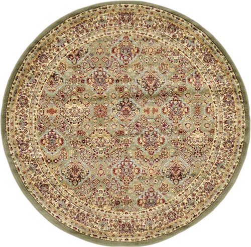 Vista 17 de Unique Loom - Colección Voyage - Alfombra redonda tradicional oriental, marrón, Polipropileno, verde claro/azul claro