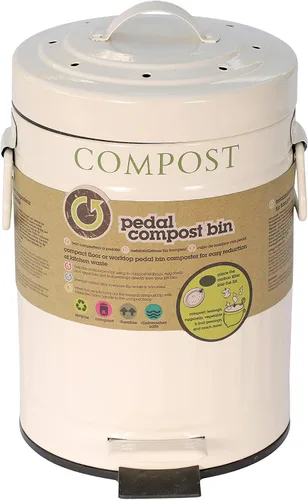 Vista 7 de KitchenCraft KCCOMPBIN - Papelera de cocina con pedal, metal, 3 litros, color crema