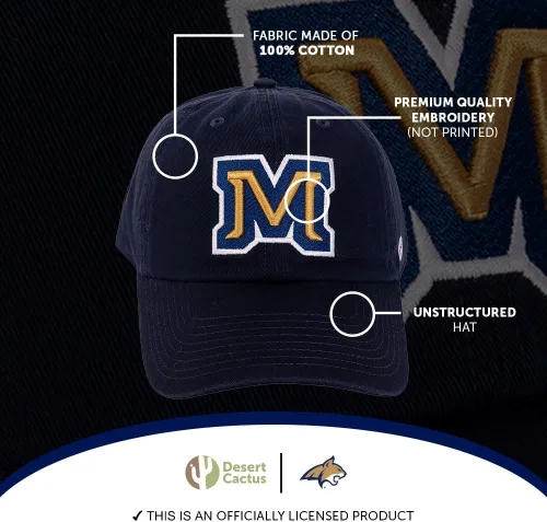 Vista 4 de Desert Cactus Gorra de béisbol de la Universidad Estatal de Montana State, Bobcats MSU Brimmed Gorra bordada con correa de tela ajustable