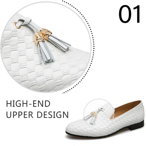 Vista 2 de Mocasín para hombre, estilo vintage noble con bordado de terciopelo, con borlas