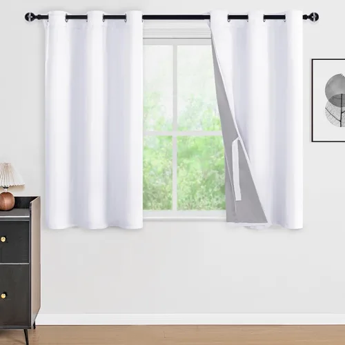 Vista 19 de DWCN - Cortinas 100% opacas para dormitorio con forro negro, cortinas de ventana de doble capa con aislamiento térmico que oscurecen toda la Azul