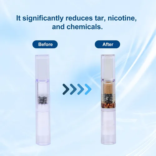 Vista 6 de Paquete de 100 puntas de filtro de cigarrillos de 10 capas que elimina alquitrán y productos químicos, medio-fino, fino, cuatro usos, filtros