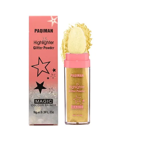 Vista 10 de Polvo de resaltado con purpurina, maquillaje para iluminar el rostro natural tridimensional en polvo para resaltador de mejillas.