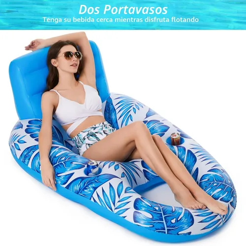 Vista 3 de Jasonwell Inflatable Pool Float Adult - Pool Floaties Lounger Floats Raft Floating Chair Water Floaties for Swimming Pool Lake Lounge Float with Cup