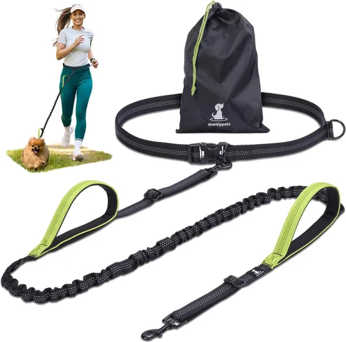 Vista 19 de SparklyPets Correa doble elástica para perro con 2 correas para perros con soporte trasero - Correa doble para perros para razas medianas y medianas
