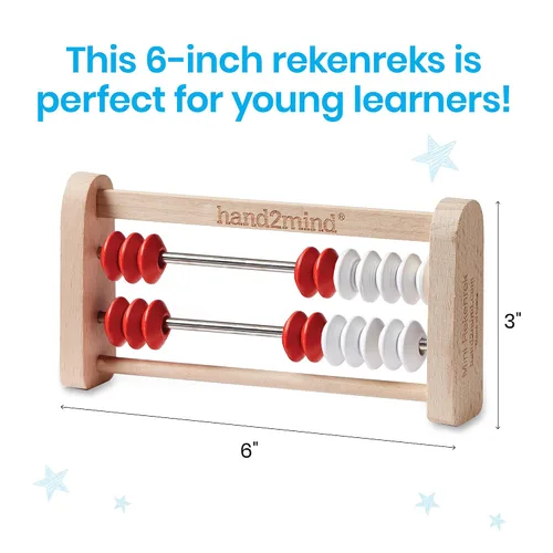 Vista 4 de hand2mind Mini Rekenrek de madera de 20 cuentas, estante de números para niños, ábaco para matemáticas, cuentas de conteo, manipuladores