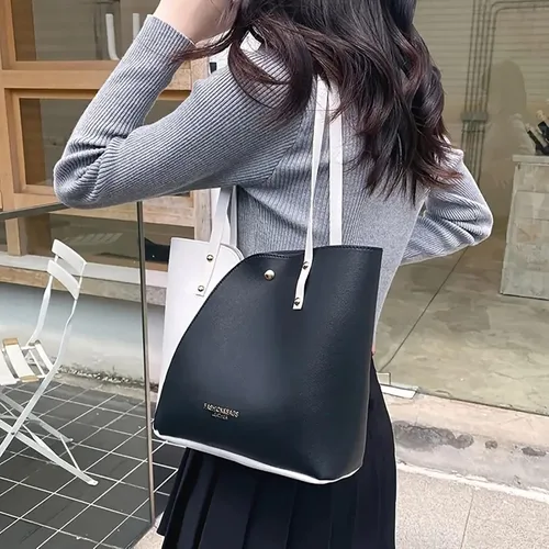 Vista 3 de Bolso de mano para mujer, bolso de mano de moda, bolso de hombro para mujer, bolsa de cuero con bolsillos