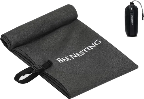 Vista 44 de Bee Nesting Toalla ultraligera de secado rápido – Paquete de 2 toallas de microfibra medianas y pequeñas con bolsillo compacto plegable para viajes