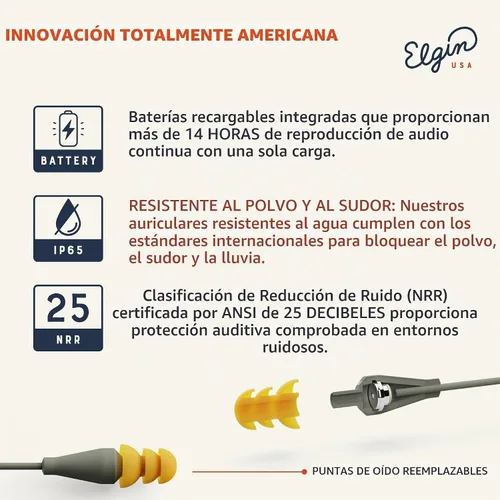 Vista 3 de Elgin Discord Gen 2 - Auriculares Bluetooth inalámbricos, auriculares