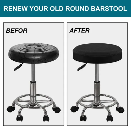 Vista 7 de Turquoize Paquete de 2 Fundas para Taburetes de Bar Fundas Redondas para Taburetes con Bandas Elásticas Fundas de Asiento de Taburete de Bar Funda