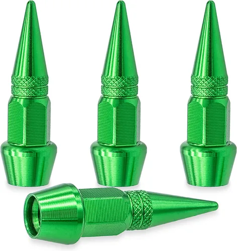 Vista 11 de 4 piezas de tapas de válvula de neumático con estilo púas, cubiertas de válvula de neumático universales de aleación de aluminio a prueba de polvo