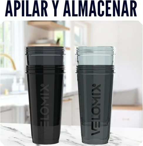 Vista 6 de VELOMIX -Paquete de 4 botellas mezcladoras de proteínas de 28 onzas para mezclas de proteínas - 4 batidores de alambre Vasos agitadores a prueba