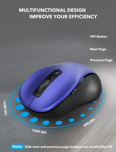 Vista 3 de Trueque Mouse inalámbrico, mouse ergonómico de 2.4 GHz para computadora con receptor USB y 3 niveles ajustables, mouse inalámbrico de 6 botones