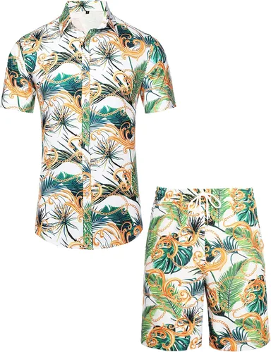 Vista 2 de Daupanzees - Camisa hawaiana de manga corta con botones para hombre