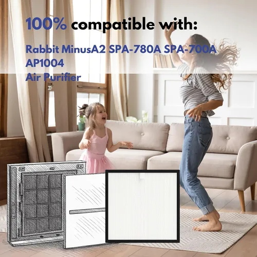 Vista 3 de Nispira Filtro HEPA de repuesto para purificador de aire ultra silencioso Rabbit MinusA2 SPA-780A, SPA-700A, AP-1004, 1 paquete