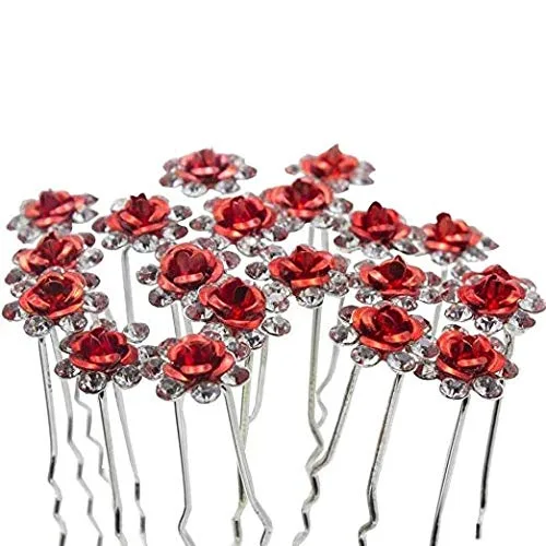 Vista 2 de WOIWO 20 horquillas de cristal para el cabello, diseño afilado en U, de metal, para mujeres y niñas, accesorios de joyería para el cabello
