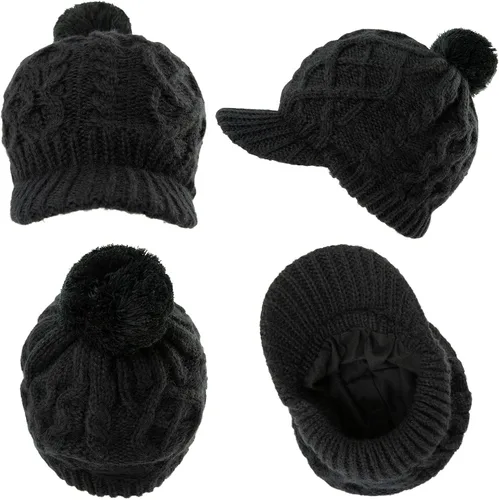Vista 31 de Comhats - Gorro de 50/100 % lana, con visera, tejido, para el invierno y el clima frío