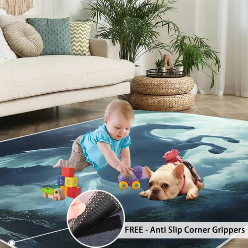 Vista 5 de Girl Horse Rugs for Bedroom, Horse Area Rug, Animal Rugs for Living Room, Indoor Non-Slip Rug, Machine Washable Carpet for Front Entrance Floor