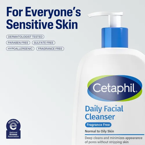 Vista 7 de Cetaphil Lavado Facial, Limpiador Facial Diario para Piel Sensible, Mixta a Grasa, 16 Oz, Sin Fragancia, Espuma Suave, Sin Jabón, Hipoalergénico