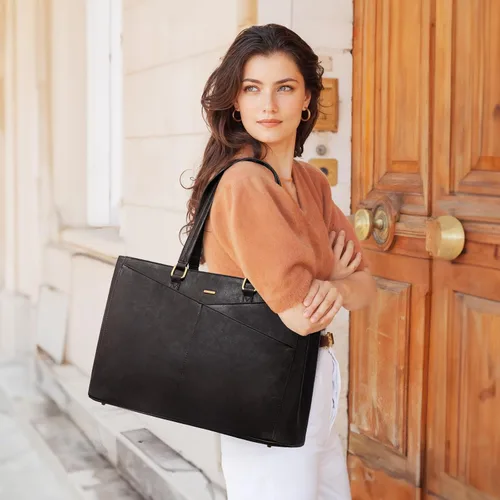 Vista 2 de LOVEVOOK Bolsa para Laptop para Mujeres, Bolsa de Mano para Laptop de 15.6 Pulgadas para Mujeres, Bolsas de Mano de Trabajo de Cuero Vintage