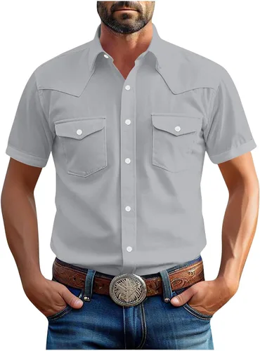 Vista 12 de Men's Short Sleeve Button Down Shirts Cargo Shirt Fashion Casual Summer Beach Shirts Business Work Basic Tee Tops