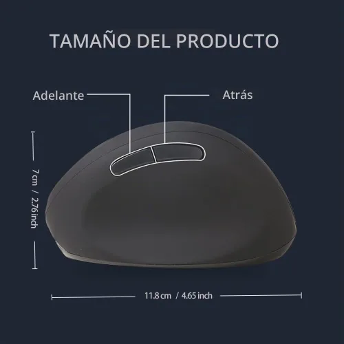 Vista 3 de Ratón ergonómico con cable, ratón vertical óptico con 3 ajustables 800/1200/1600, 6 botones USB ratón de computadora