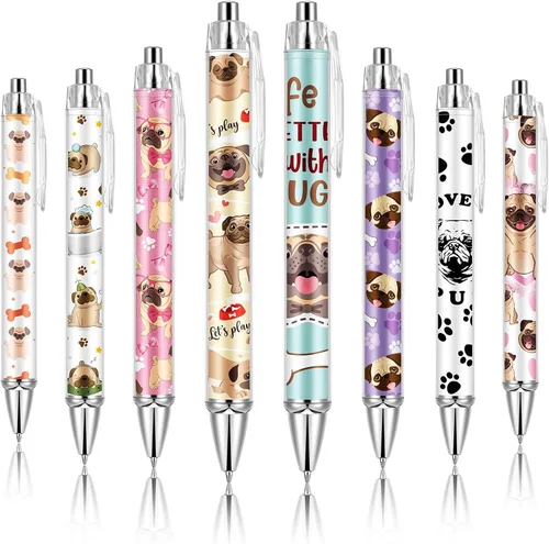 Vista 11 de Ireer 8 bolígrafos de bola para mujeres 1.00 mm de tinta negra lindos y elegantes, bolígrafos de punta fina de escritura suave para estudiantes