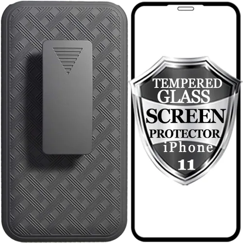 Vista 8 de Ailiber Funda con clip para cinturón para iPhone 11, protector de pantalla