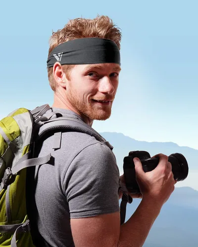 Vista 2 de Vgogfly - Bandas para correr para hombre para sudar para entrenamiento fitness gimnasio yoga 4