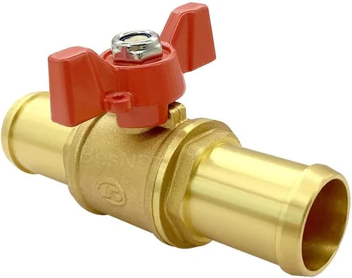 Vista 4 de Válvula de cierre de latón Válvula de bola de púa de manguera de 1" para aire de combustible de agua Interruptor rojo con resistencia da alta