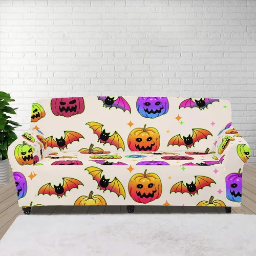 Vista 19 de Boatee Funda elástica para sofá con diseño de murciélago y luna de Halloween, funda de sofá suave, lavable, protector de muebles con parte inferior
