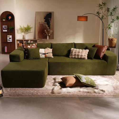 Vista 55 de HOOOWOOO Cloud - Sofás seccionales para sala de estar, sofá modular sin montaje, 110 x 79 pulgadas, de pana afelpada, juego de sofá grande