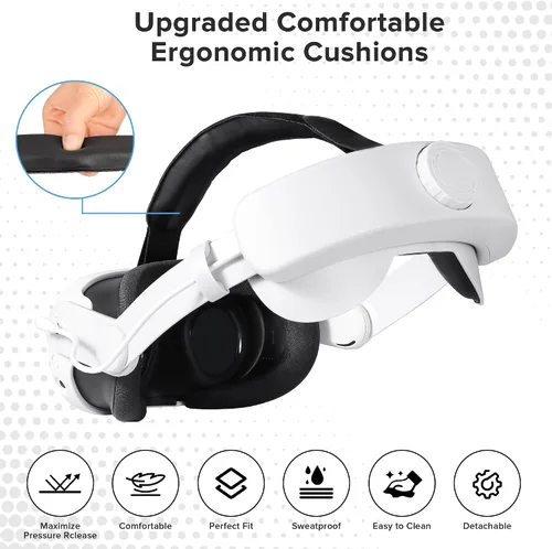Vista 7 de Hilceriy Battery Head Strap for MetaOculus Quest 3 Accessories, Adjustable 6000mAh Rechargable Comfort Elite Strap for Headstrap VR Headset