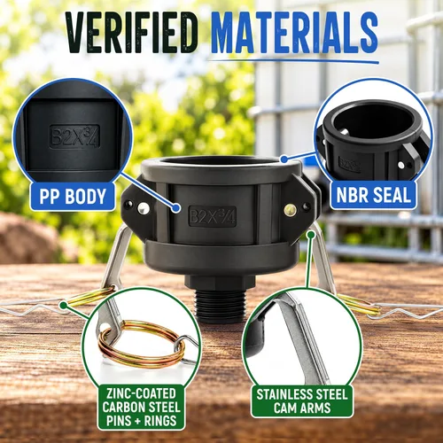 Vista 12 de IBC - Adaptador de mano, Camlock hembra de 2 pulgadas a NPT macho de 3/4