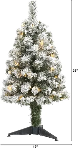 Vista 2 de Nearly Natural Árbol de Navidad artificial de abeto de Virginia Occidental de 3 pies con 50 luces LED transparentes