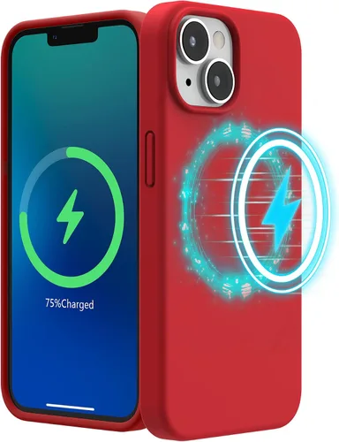 Vista 10 de SURPHY Funda magnética diseñada para iPhone 13 Mini, compatible con MagSafe (versión 2021 de 5.4 pulgadas), funda de silicona líquida con forro
