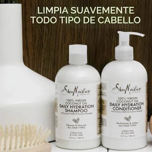Vista 9 de SheaMoisture Champú de hidratación diaria para todo tipo de cabello, 100% aceite de coco virgen, sin sulfatos, 13 onzas
