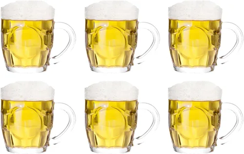 Vista 8 de Dimple Stein - Juego de tazas de cerveza de 10 onzas con asa, tazas de cerveza de vidrio, aptas para lavavajillas y congelador, transparentes