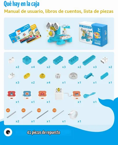Vista 8 de WhalesBot Juguete de codificación A1 para niños, robot de bloques de construcción, divertido juguete STEM con controlador magnético y bloques