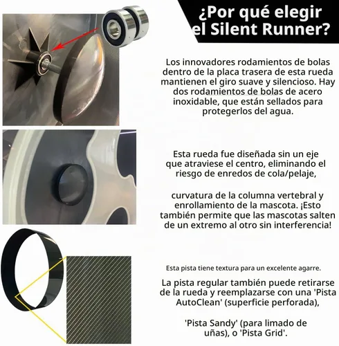 Vista 4 de Silent Runner - Rueda de ejercicio regular de 12 pulgadas, silenciosa, rápida y duradera, deslizadores de azúcar, hámsters, ratas hembras, ratones