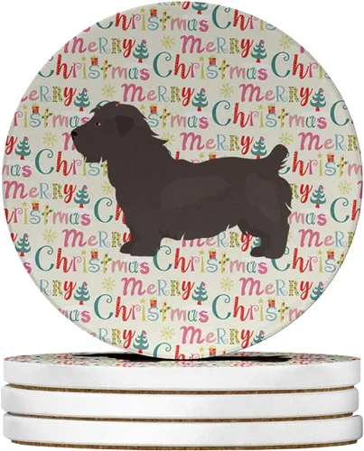 Vista 73 de Abyssinian Sand Terrier Merry Christmas - Posavasos grandes de piedra arenisca (4 unidades)