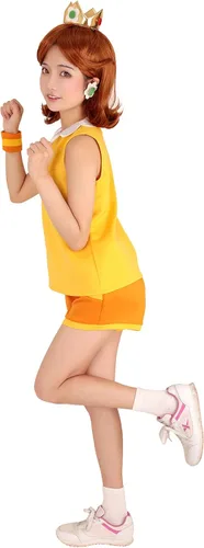 Vista 3 de miccostumes Disfraz de tenis amarillo para mujer con corona