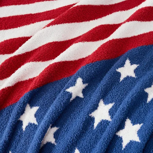 Vista 3 de Snuggle Sac Manta patriótica de la bandera estadounidense para sofá, cama del 4 de julio, manta ultra suave y acogedora, 250 aniversario, veterano