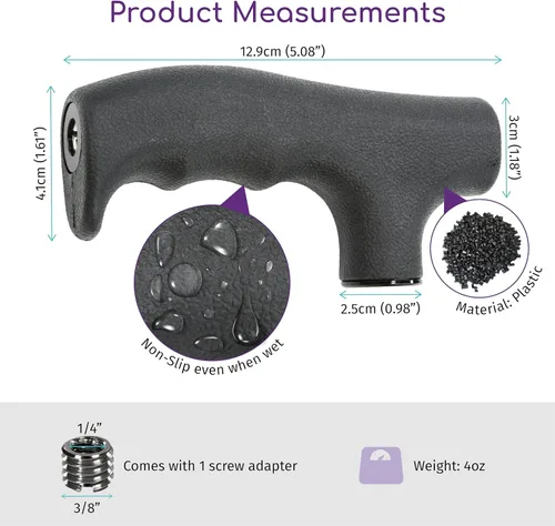 Vista 3 de Adaptador de mango monopod para bastón para caminar, cabezal monopié, convertidor de mango de bastón de trekking, agarre para senderismo, escalada