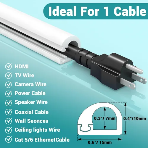 Vista 2 de Ocultador de cables de TV autoadhesivo de 157 pulgadas, gestión de cables flexibles de audio para el hogar, canaletas de cable coaxial RG6