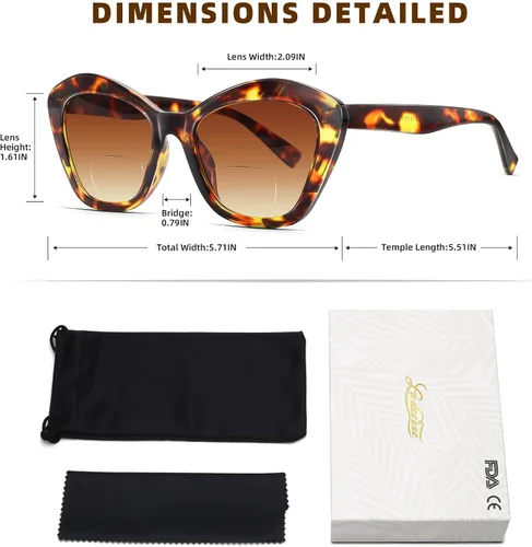 Vista 6 de LADEESSE Pack de 3 gafas de sol bifocales para lectura de mujer, gafas de sol de moda en forma de ojo de gato para lectura al aire libre, protección