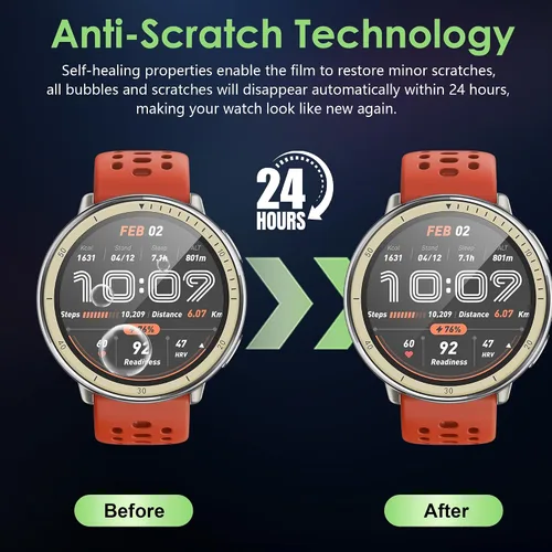 Vista 6 de Protector de pantalla compatible con Amazfit Active 2, antiarañazos, cobertura de pantalla completa 3D, compatible con fundas, HD Ultra, paquete de 3