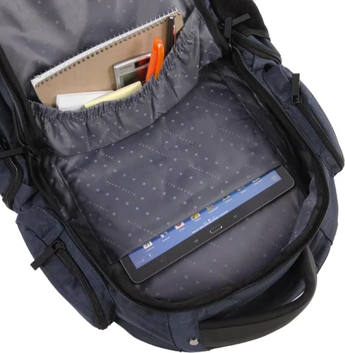Vista 4 de Perry Ellis - Mochila profesional de 9 bolsillos para ordenador portátil P350 Azul marinoflor y brillo PEBP350-NY