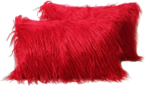Vista 12 de Fundas de almohada de piel sintética de 18 x 18 pulgadas, decoración de lujo de piel larga mongol, esponjosa, suave, funda de cojín cuadrada